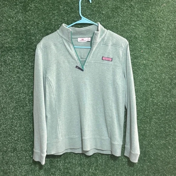 Vineyard Vines Light Green Quarter-Zip Sweater - Picture 1 of 5